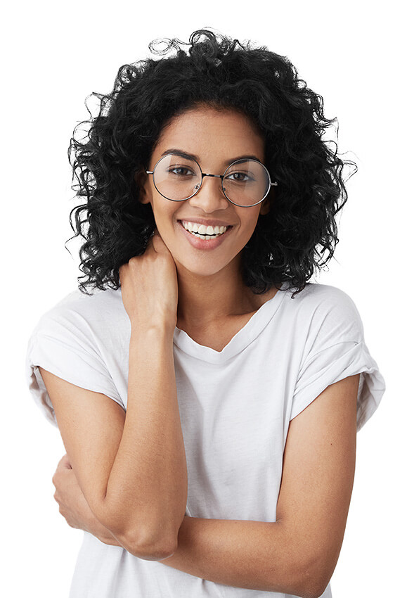 Smiling young woman with stylish glasses